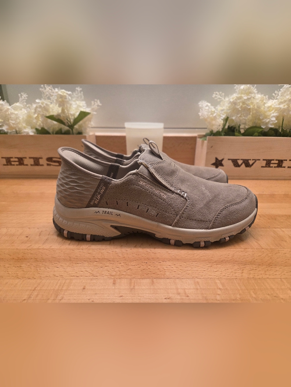 Skechers Women's Slip-ins Hillcrest Sunapee Taupe Hiking Shoes Size 9